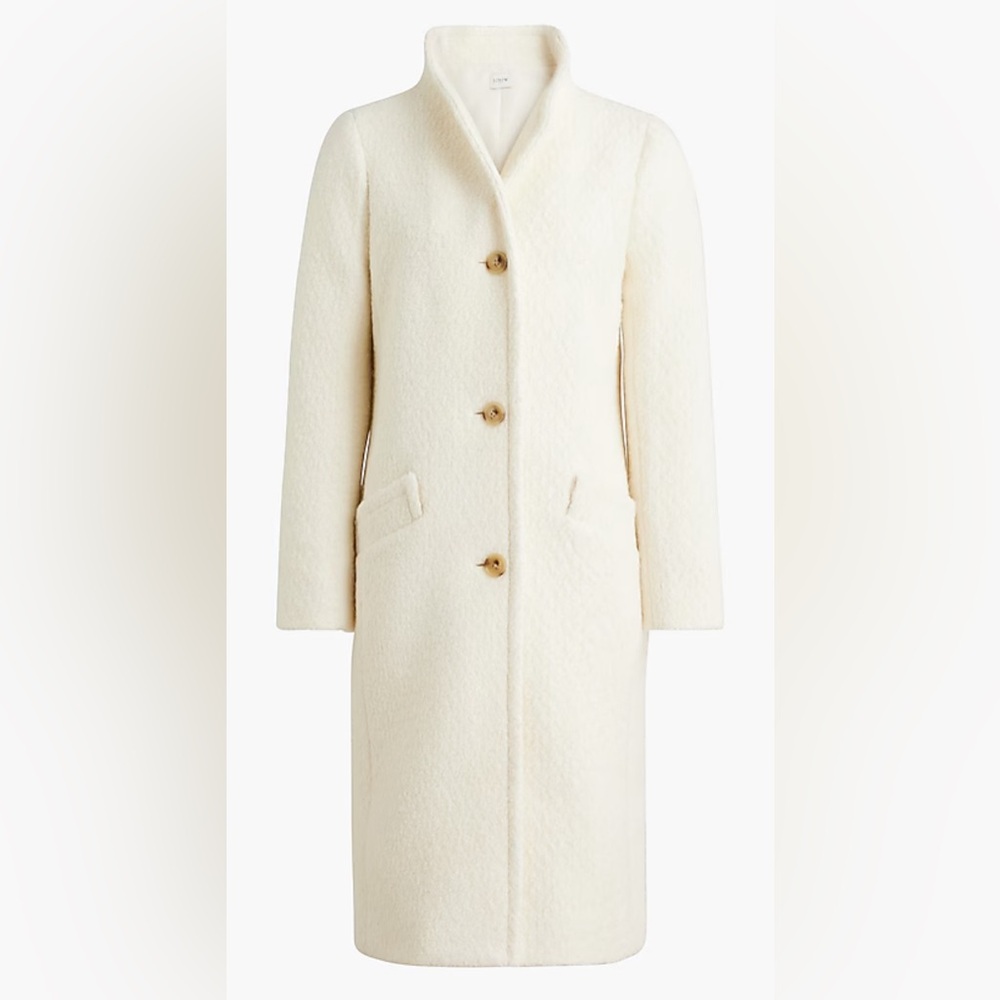 J. Crew Textured Wool-Blend Coat, Ivory, Size 4, NWT